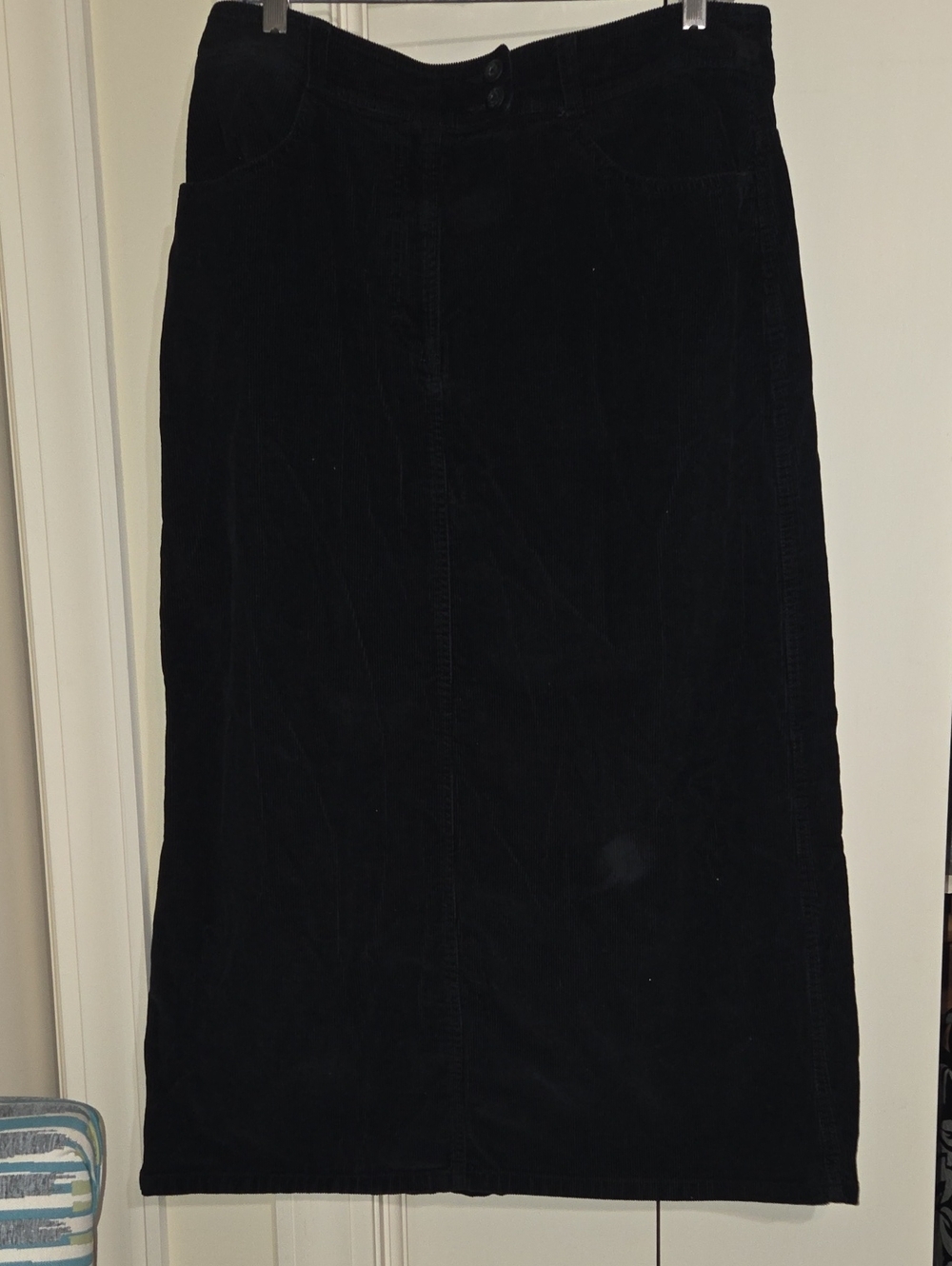 Eddie Bauer Black Corduroy Midi Skirt